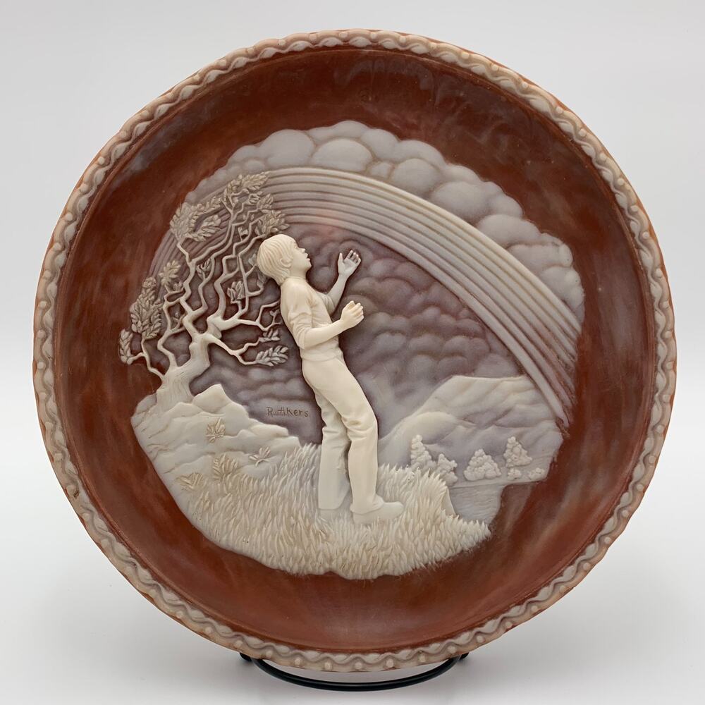 “My Heart Leaps Up When I Behold” Incolay Stone Cameo Plate Romantic Poets VTG